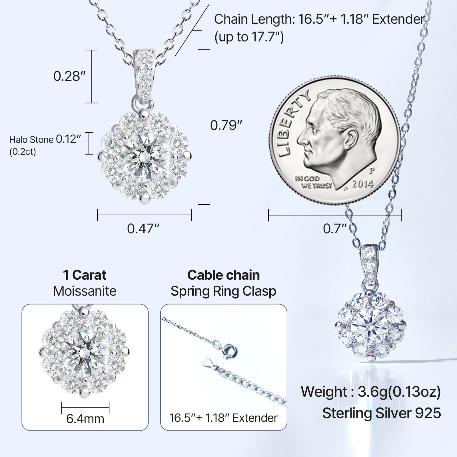 Flower Cluster Moissanite Halo Pendant with Pavé Bail in 18K Gold Vermeil