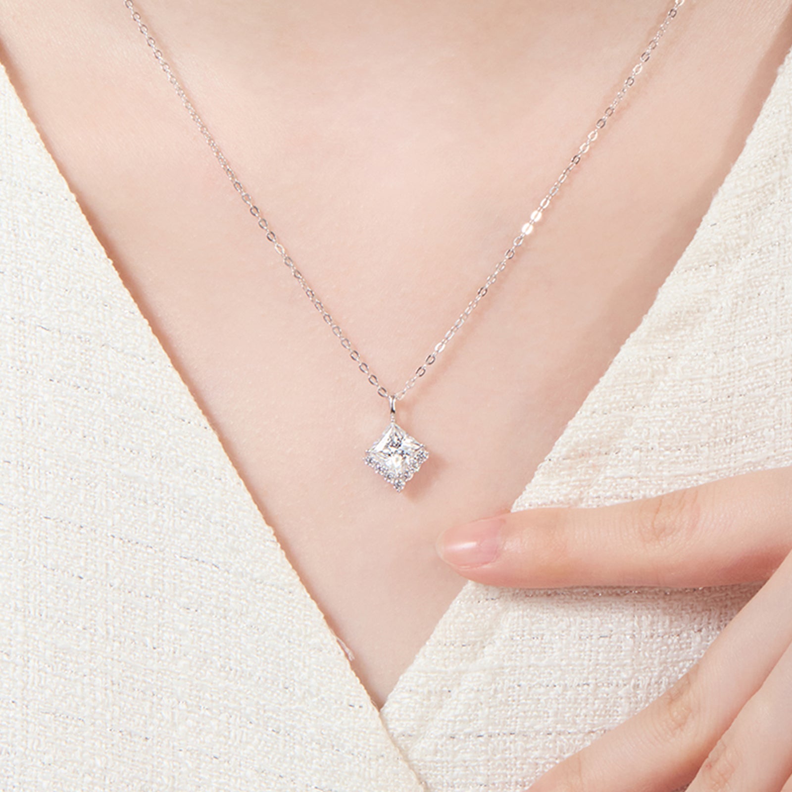 Kite-Set Princess Cut Moissanite with Half Halo in 18K Gold Vermeil