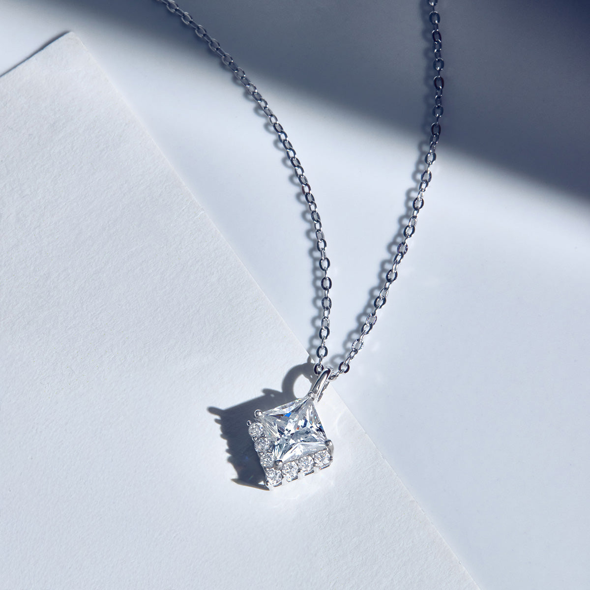 Kite-Set Princess Cut Moissanite with Half Halo in 18K Gold Vermeil