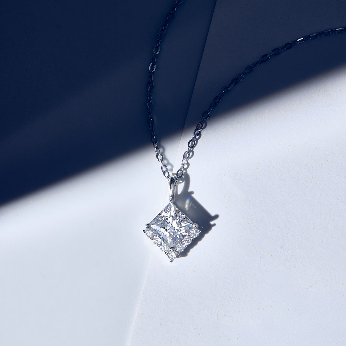 Kite-Set Princess Cut Moissanite with Half Halo in 18K Gold Vermeil