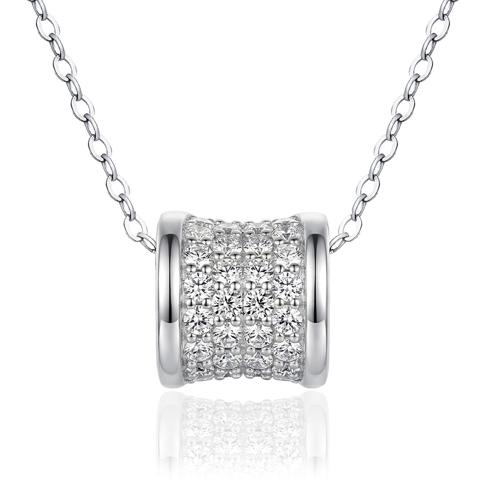 [Ships from USA]Rolling Barrel Pavé Moissanite Pendant Necklace in 18K Gold Vermeil