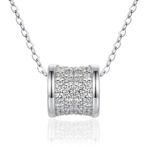 [Ships from USA]Rolling Barrel Pavé Moissanite Pendant Necklace in 18K Gold Vermeil