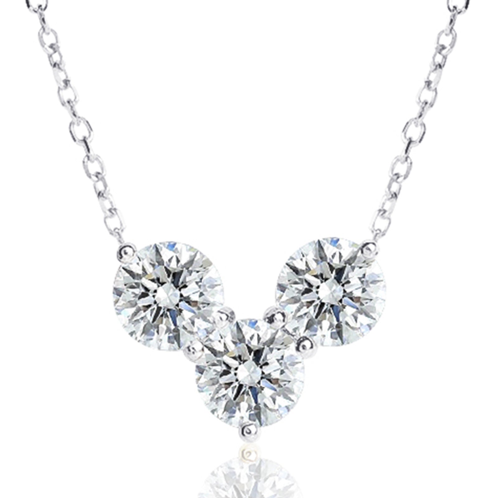 [Ships from USA] Trilogy V-Cluster Moissanite Pendant Necklace (0.9 ct. tw.) in 18K Gold Vermeil