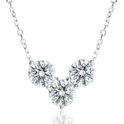 [Ships from USA] Trilogy V-Cluster Moissanite Pendant Necklace (0.9 ct. tw.) in 18K Gold Vermeil