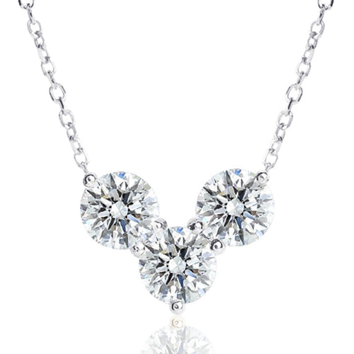 [Ships from USA] Trilogy V-Cluster Moissanite Pendant Necklace (0.9 ct. tw.) in 18K Gold Vermeil