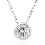 Round Cut Moissanite Bezel-Set Solitaire Necklace in 18K Gold Vermeil